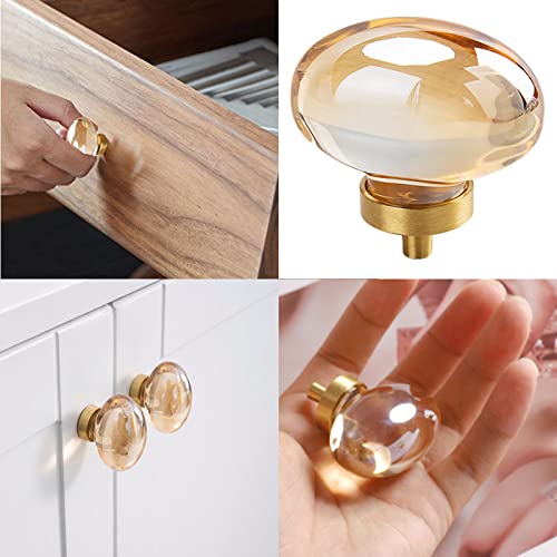 CLCTK 8 Pack Champagne Crystal Cabinet Knobs, Gold Cabinet Glass Knobs for Dresser Drawers Brass Furniture Hardware Pulls (Oval) - Image 3