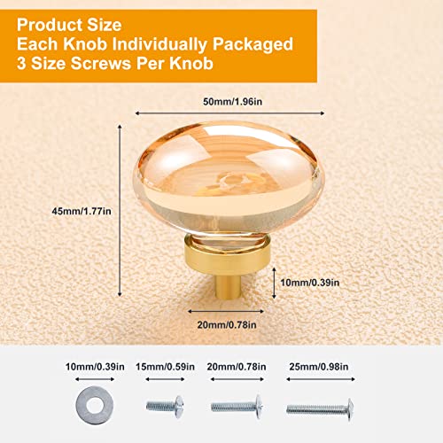 CLCTK 8 Pack Champagne Crystal Cabinet Knobs, Gold Cabinet Glass Knobs for Dresser Drawers Brass Furniture Hardware Pulls (Oval) - Image 5