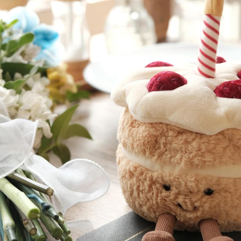 MUALML Birthday Cake Plush, 7.9" Cute Birthday Stuffed Animal for Girls, Funny Food Plushie, Soft Cake Toy Gift for Kids - Image 2
