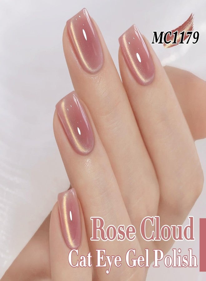 Double Rhythm 0.5 Oz Cat Eye Gel Polish with Magnet Same Color Same Bottle Holographic Glitter Shimmer Translucent Color Salon 15 ML Magnetic Nail Art (Nude Pink-MC1179) - Image 3