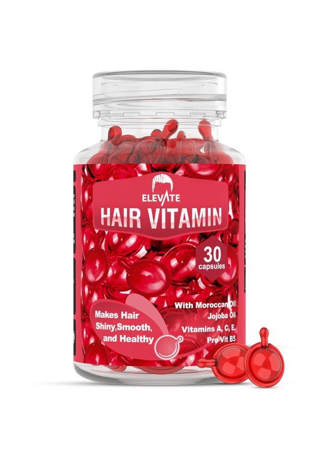 Elevate Hair Treatment Serum Oil Capsules - Conditioning Repair & Moisturizing Formula with Argan Jojoba Oils Vitamins A C E Pro Vitamin B5 Healthier Smooth Silky Thicker for Softness (1 Bottle) - Image 1