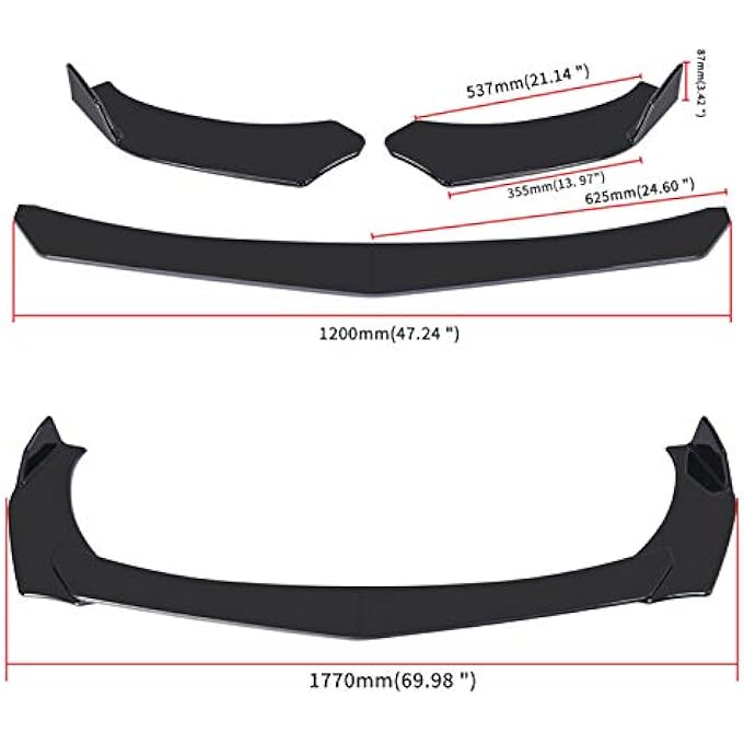 Domary 4 Pieces Car Front Bumper Lip Body Kit Spoiler Splitter ABS Bumper Canard Lip Splitter Universal - Image 5