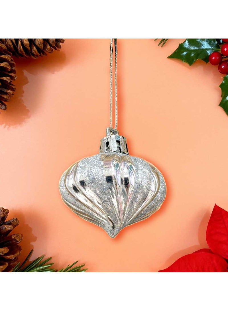 Trentor زينة عيد الميلاد فضية 8 قطع 4 سم - Image 1