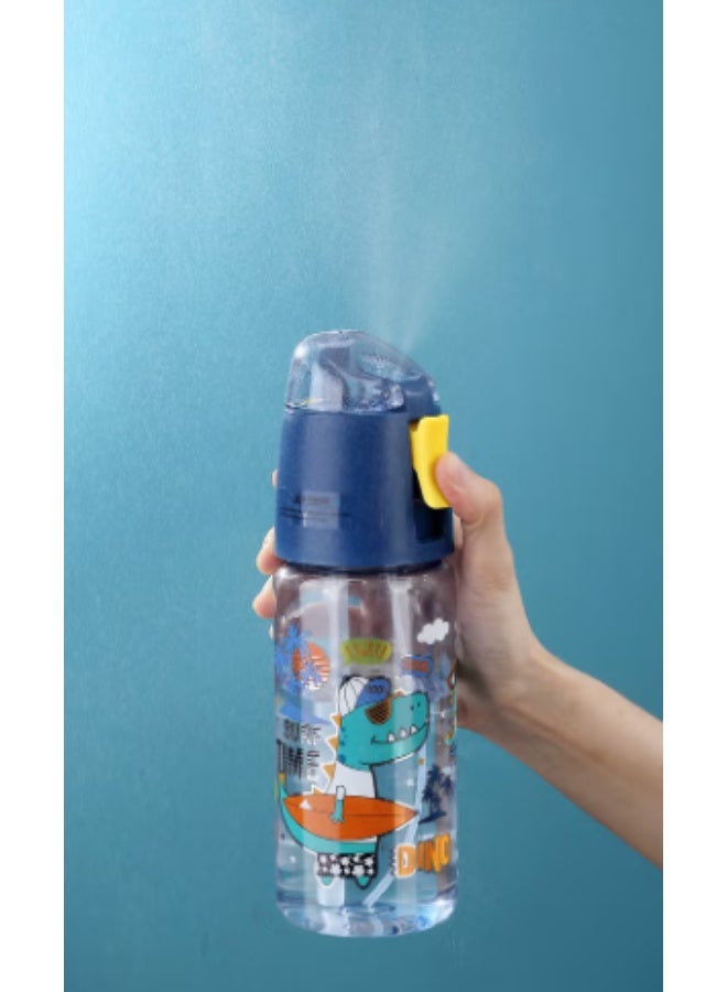 Five dream house Dinosaur Theme Kids Water Bottle Spray Cup, 580ML Leakproof Water Bottle with Adjustable Shoulder Strap, Portable Drinking & Cooling Cup for Kids - Image 2