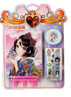 Generic Rectangular Frame with Glitter + Pen + Adhesive Sticker for Kids - Multicolor 