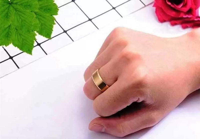 Lila Stainless Steel Titanium Matte Finish Ring Wedding Band Ring for Men Women Boys Girl (Goldenen, 19) - Image 2