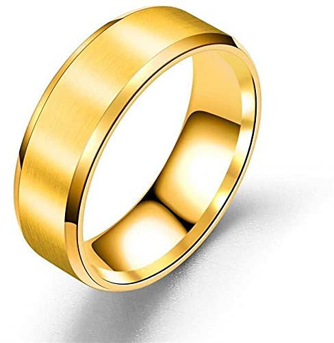 Lila Stainless Steel Titanium Matte Finish Ring Wedding Band Ring for Men Women Boys Girl (Goldenen, 19) - Image 1