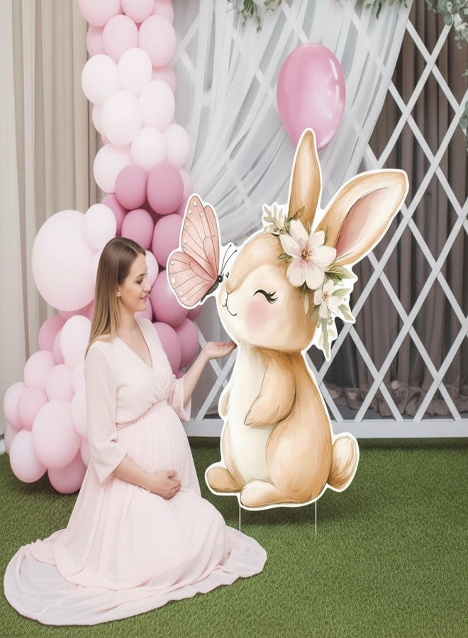 فاكتو زينة خارجية لحفلات استقبال المولود الجديد من فاسيتو، مقاس 32 × 28 بوصة، بتصميم أرنب عيد الفصح الربيعي، لافتة حديقة مع أوتاد، خلفية أرنب للحديقة، ديكور لحفلات أعياد الميلاد وحفلات الكشف عن جنس المولود. - Image 4