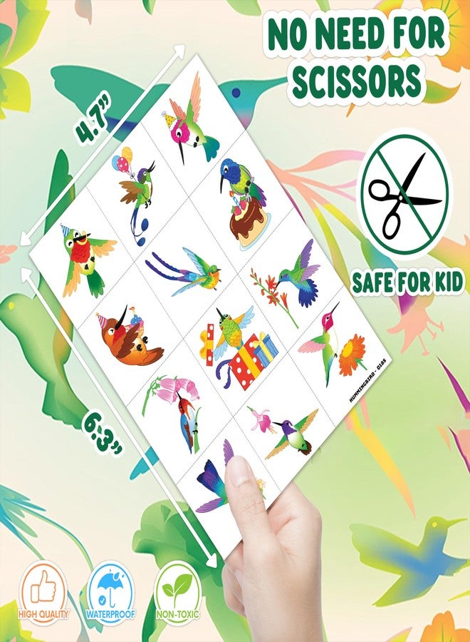 91TATTOOS 96 PCS Pre-Cut Hummingbird Temporary Tattoos for Kids - Image 5