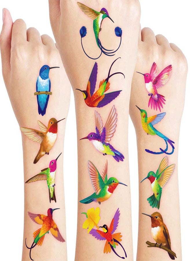 91TATTOOS 96 PCS Pre-Cut Hummingbird Temporary Tattoos for Kids - Image 1