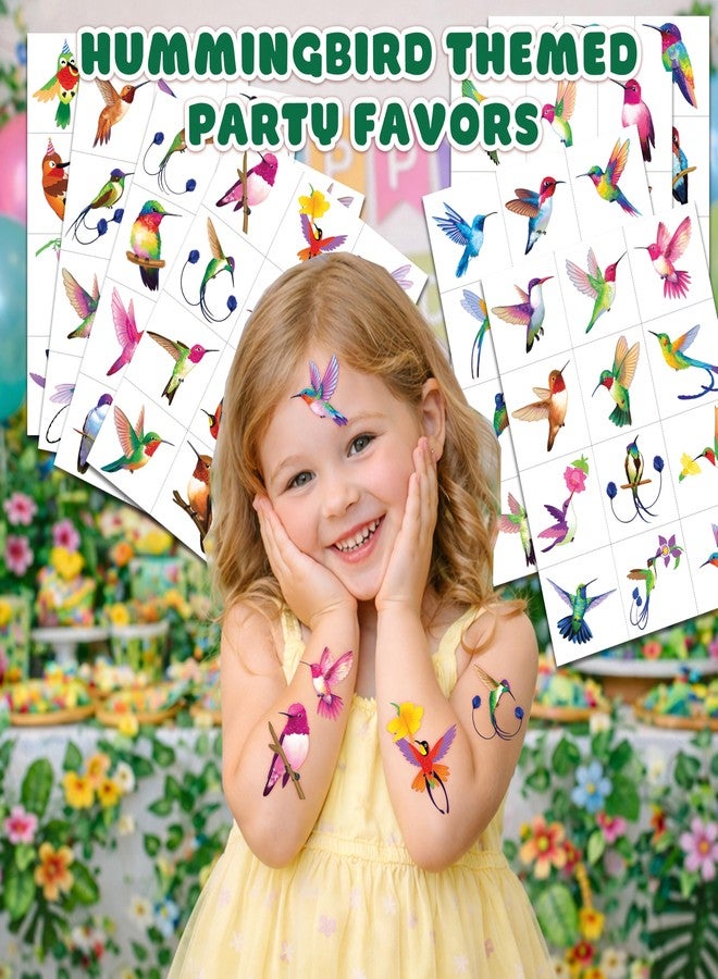 91TATTOOS 96 PCS Pre-Cut Hummingbird Temporary Tattoos for Kids - Image 2