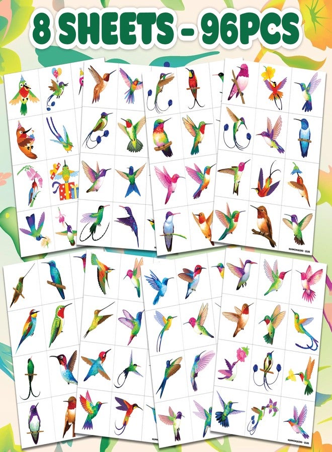 91TATTOOS 96 PCS Pre-Cut Hummingbird Temporary Tattoos for Kids - Image 3