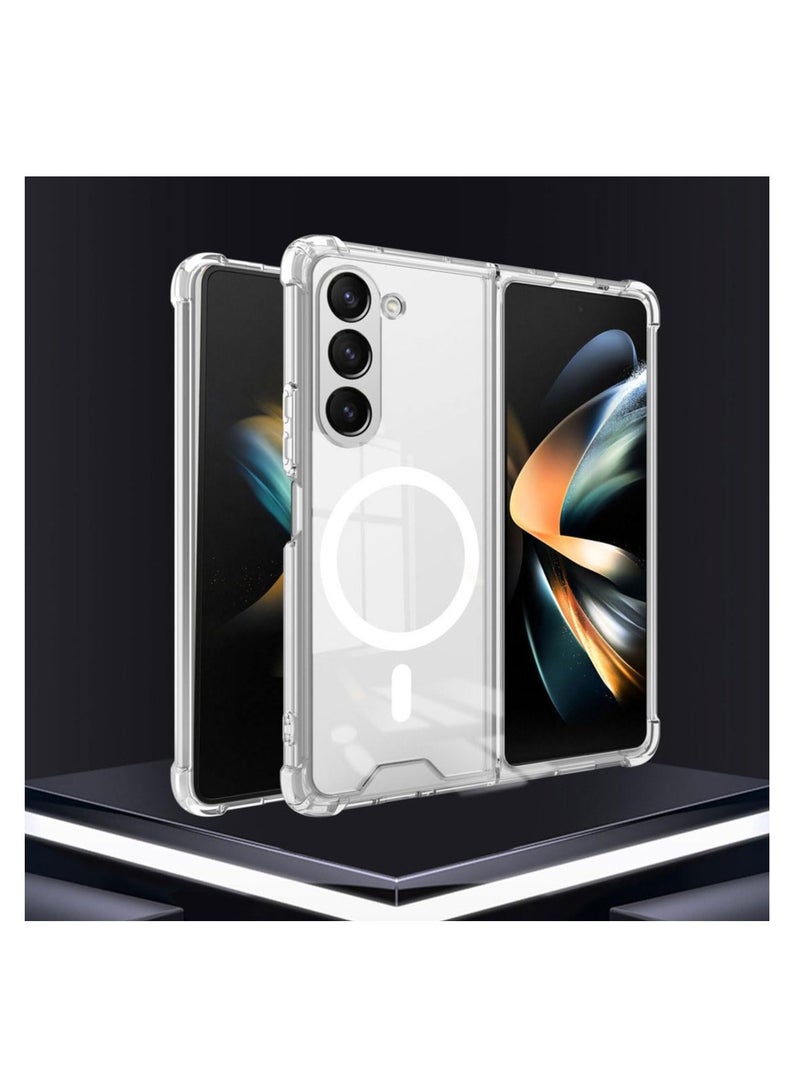 Aookay Case for Samsung Galaxy Z Fold 6 Clear Magnetic Compatible with Magsafe, Ultra-thin Transparent Anti-yellowing Protective Case, Hard PC Anti-scratch Protective Phone Case [Tempered Film Not Included] - Image 2