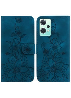 Case Cover For For OnePlus Nord CE 2 Lite 5G Lily Embossed Leather Phone Case(Dark Blue)