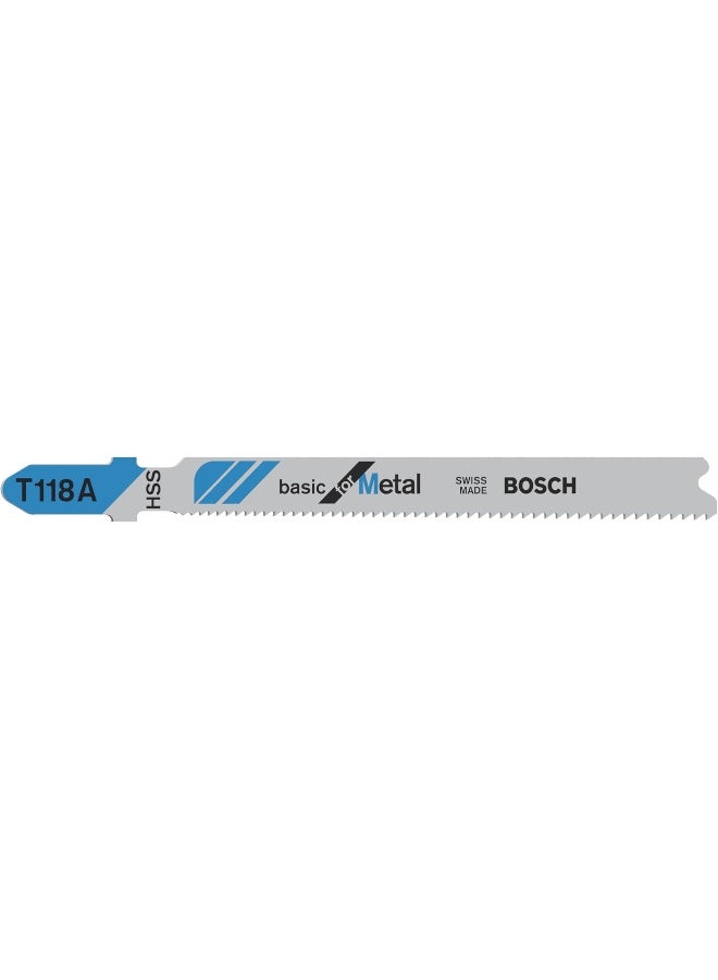 BOSCH 5 Piece Jigsaw Blades Set T-Shank For Metal Power Tools 17-24 Tpi