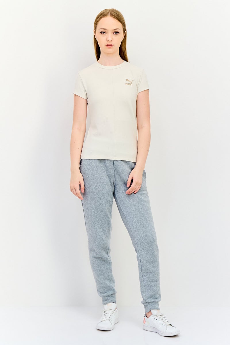 PUMA Women Slim Fit Embroidered Logo Outdoor T-Shirt, Beige - Image 4