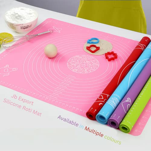 JB Export Silicone Baking Mat Silicone Chapati Atta Kneading Mat Non-Stick Fondant Rolling Mat Stretchable for Kitchen Roti Chapati Cake – Multicolor - Image 3