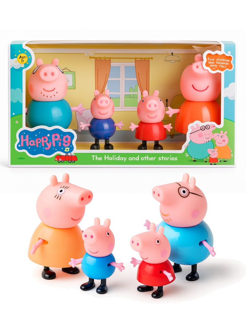 Peppa Pig Store Family House Toy Set for Kids – 4PCS Pretend Play Family Figures with Baby, George, Mommy & Daddy | Soft Rubber Face Dolls for Role Play | Kids Imaginative Play House Characters | Gift Toy Set for Toddlers, Boys & Girls - Image 1