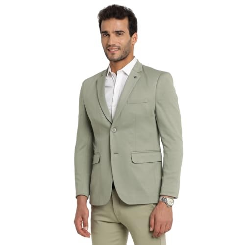 Turtle Men Knitted Dobby Print Light Olive Blazer - Image 4