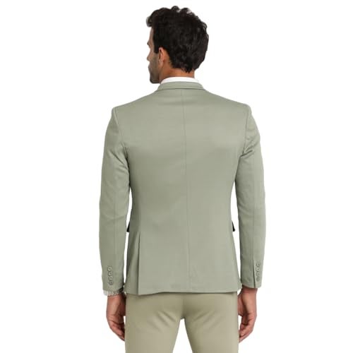Turtle Men Knitted Dobby Print Light Olive Blazer - Image 2