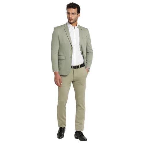Turtle Men Knitted Dobby Print Light Olive Blazer - Image 5