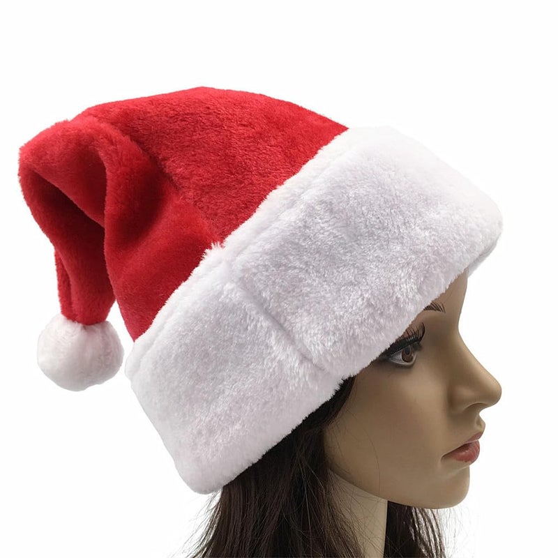 ALIMITOPIA 2pcs Christmas Santa Hat Thickened Luxury Short Plush Christmas Thickened Lengthened Santa Claus Cap Xmas Hat for Adults - Image 5