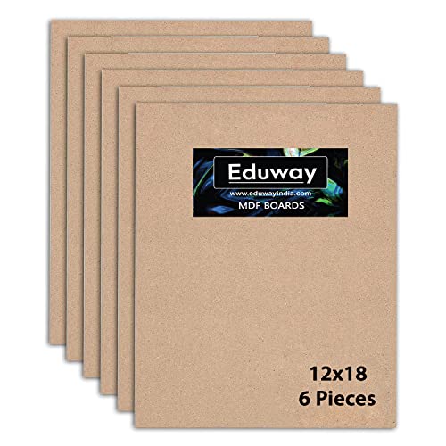 Eduway® 12x18 Inch MDF Board Wood Sheet for Mandala , Lippan, Resin Art & Craft, 4mm Thick, Pack of –6 - Premium Cardboard Material for Artists, Art and Craft Students - Hard Cutout in Small and Large Sizes (30x45 cms) - Image 1