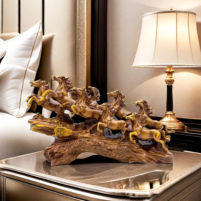 SHTWX 13.7 Inch Chinese Feng Shui Running Horses Statue Sculpture Frgurines Good Lucky Gift for FengShui Lover Desktop Display Decorative Decoration - Image 4
