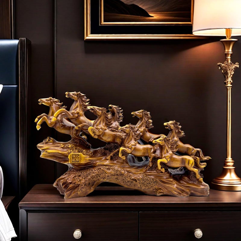 SHTWX 13.7 Inch Chinese Feng Shui Running Horses Statue Sculpture Frgurines Good Lucky Gift for FengShui Lover Desktop Display Decorative Decoration - Image 2
