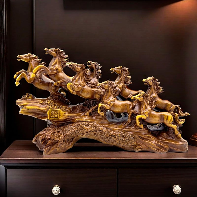 SHTWX 13.7 Inch Chinese Feng Shui Running Horses Statue Sculpture Frgurines Good Lucky Gift for FengShui Lover Desktop Display Decorative Decoration - Image 1