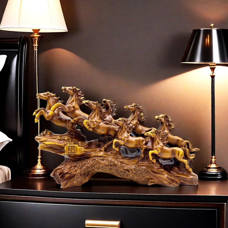 SHTWX 13.7 Inch Chinese Feng Shui Running Horses Statue Sculpture Frgurines Good Lucky Gift for FengShui Lover Desktop Display Decorative Decoration - Image 3