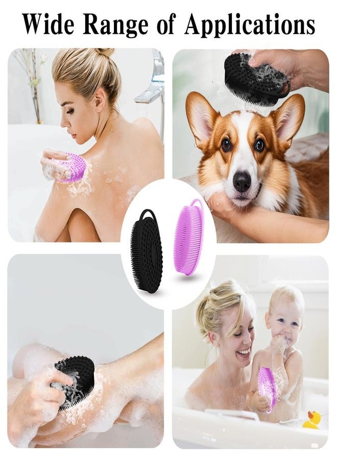 Cutiland 2 Pack Silicone Body Scrubber with Loofah Exfoliating Soft Body Shower Scrubber for Body, 2 in 1 Bath and Shampoo Wash Brush for Skin Exfoliation Men Women (Purple&Black) - Image 4