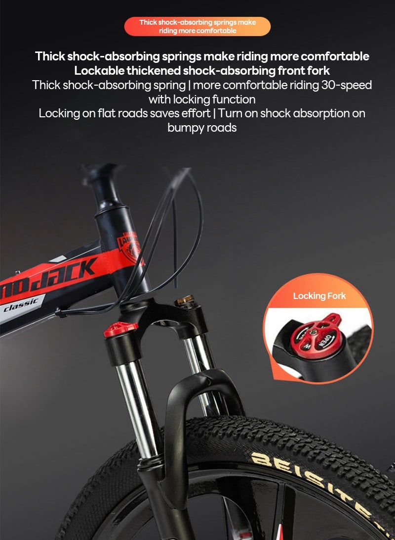 إي تي جي دراجة جبلية قابلة للطي مقاس 26 بوصة، دراجة هوائية كاملة التعليق بـ 24 سرعة - دراجة رجالية مناسبة للأنشطة الخارجية والحضرية، خفيفة الوزن، متينة، مريحة، مناسبة للياقة البدنية والتدريب، وصالة الألعاب الرياضية المنزلية - Image 3