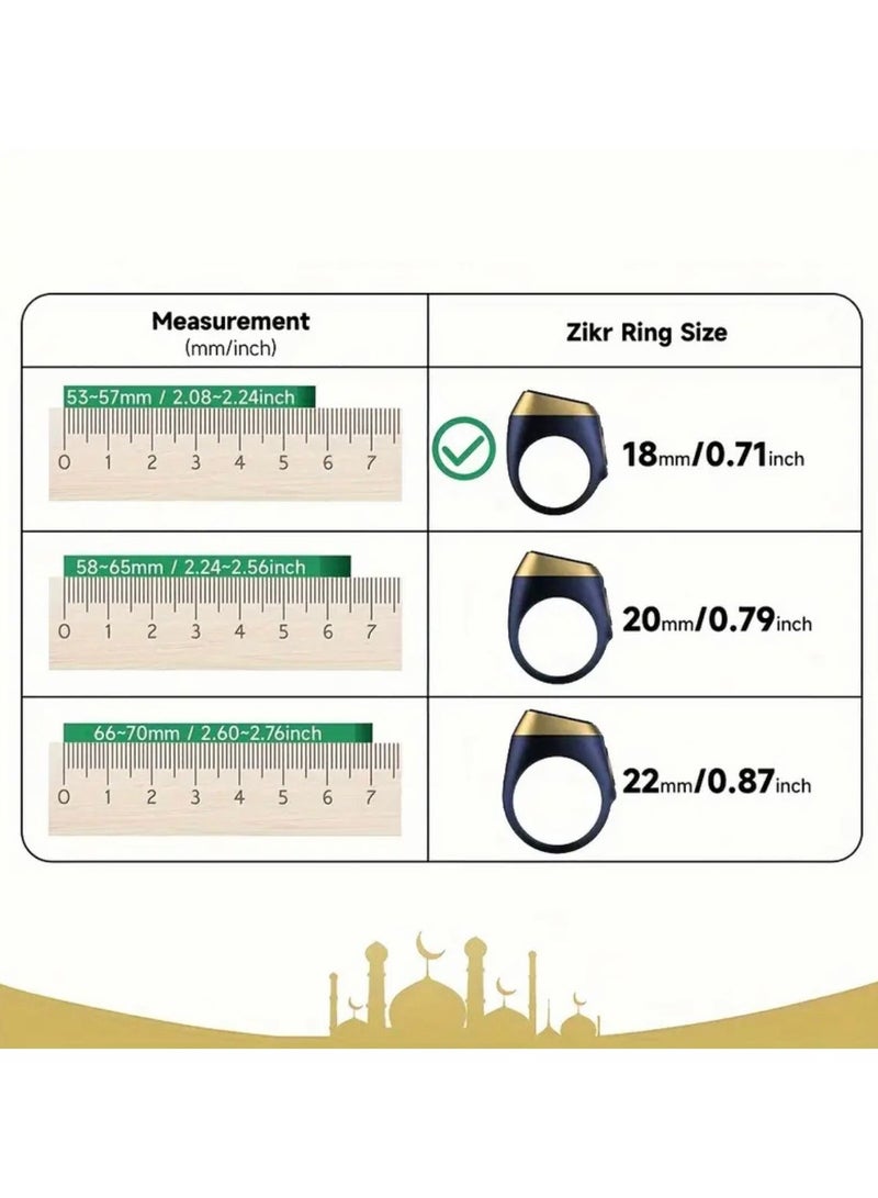 Smart Tasbeeh Ring! The ring is equipped with built-in Bluetooth to facilitate the connection of the Tasbeeh Ring with the Qibla Watch and mobile phone, and the OLED screen provides the best possible image quality and ensures low power consumption. In addition to a Tasbeeh counter to know and record the number, and a large high-capacity battery that lasts for 3 days of use. It can be charged anywhere via a USB cable to an adapter, power bank or computer!  - Image 4