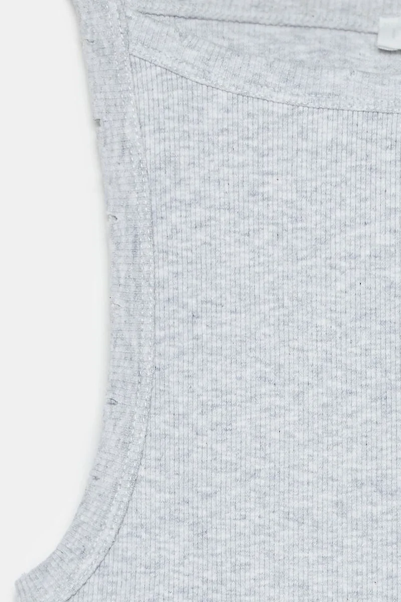 Dilvin Light Grey DILVIN Ribbed Cotton Halterneck Blouse for Women | Best Price UAE