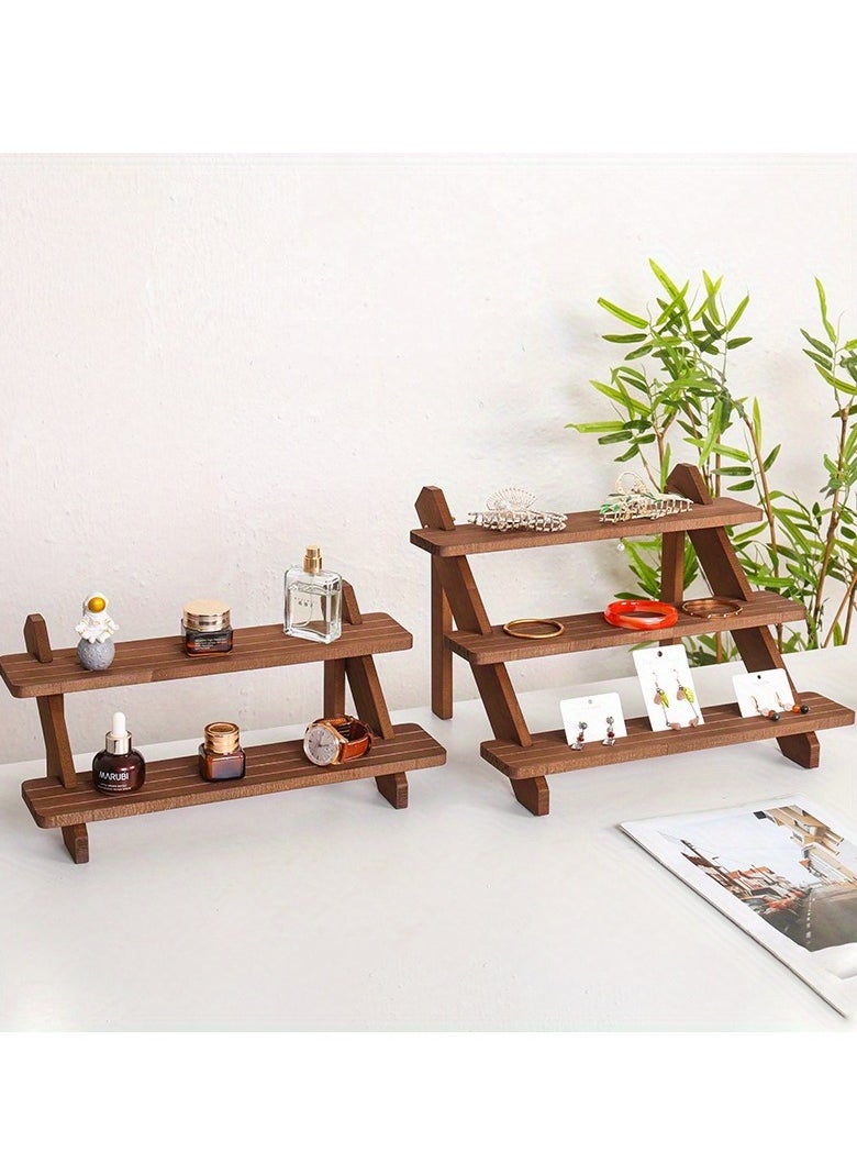 Generic - 2-Layer Antique Wooden Display Rack, Multifunctional Jewelry & Dessert Organizer, Ideal for Home & Shops - Image 1