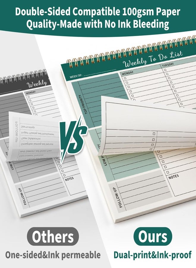 ALKALO Weekly To Do List Notepad, 52 Undated Sheets （8.5"×11"）Daily Planner For Work Home School Office Desk Accessories Supplies & Goal Setting Tasks - Green - Image 5