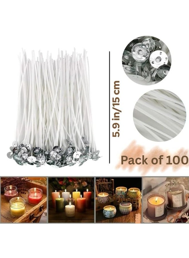 مرفا فتائل شموع قطنية مشمعة مسبقًا لصناعة الشموع (DIY) - 15 سم - 100 قطعة - Image 2