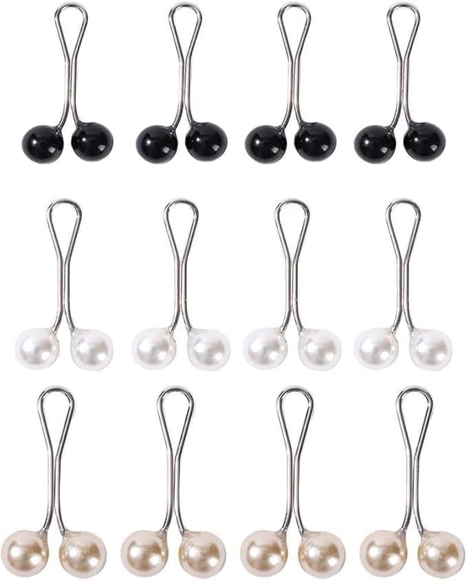 12Pcs Multicolor Headscarf Pearl Pins Clips U Shape Hijab Scarf Lady Muslim Scarf Shawl Clips Scarf Brooches Pin Jewelry Accessories, Nice and Attractive (Black&White&Gold) - Image 4