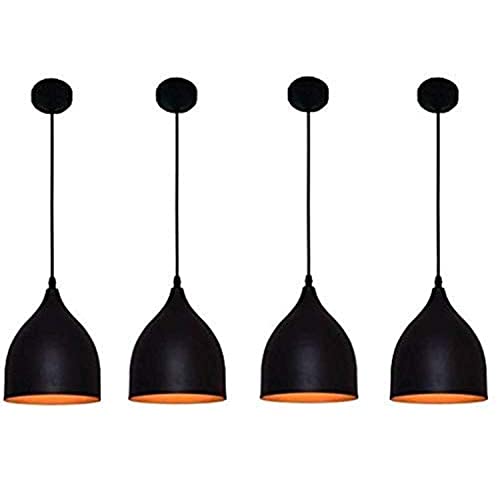 GreyWings Aluminium Hanging Shade Light, Black, Pack of 4 - Image 1