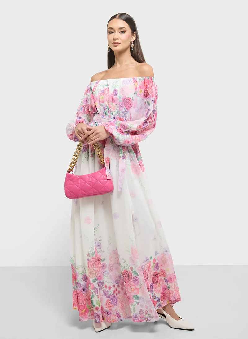 ELLA Floral Off-Shoulder Dress