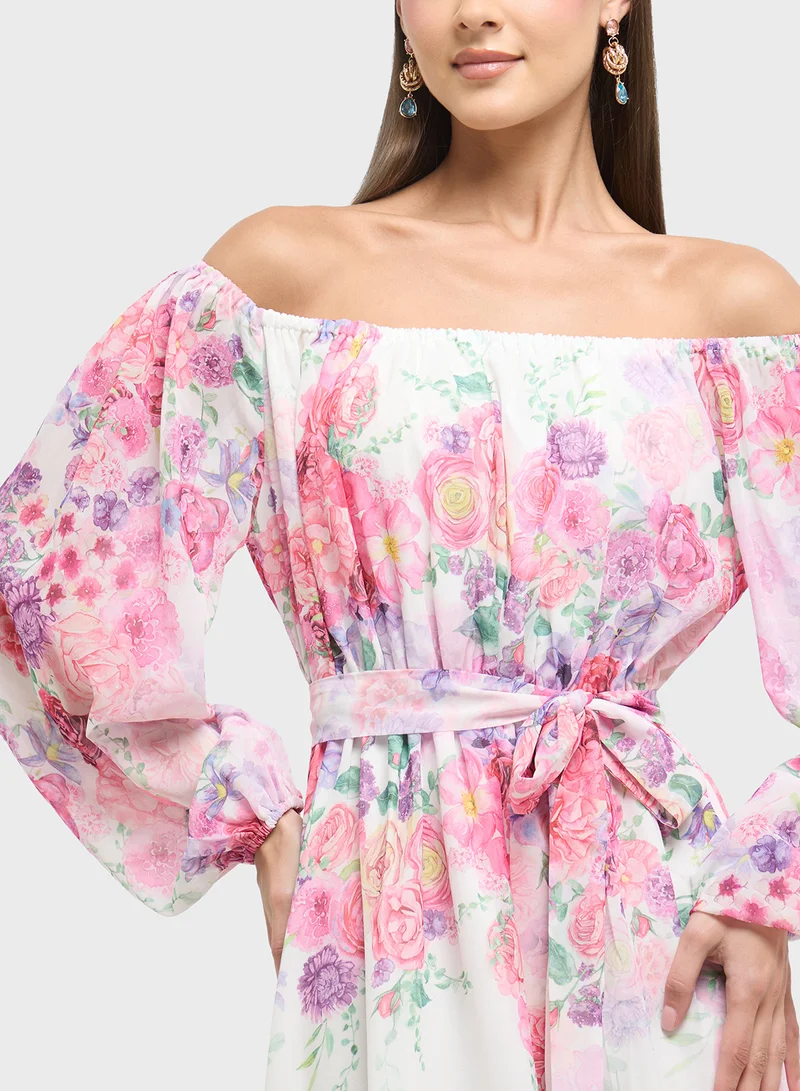 ELLA Floral Off-Shoulder Dress