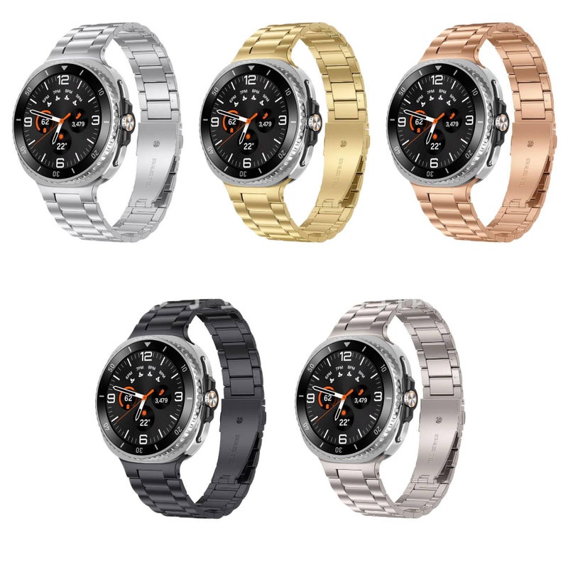 سوار ساعة ذكية سوار معدني من الستانلس ستيل متوافق مع Samsung Galaxy Watch 8 Classic بملاءمة قابلة للتعديل وحزام بديل باللون ذهبي قابل للتعديل - Image 3