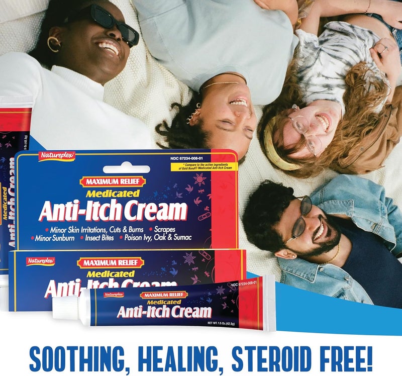 Natureplex Maximum Relief Medicated Anti-Itch Cream 1.5oz (2 Pack) – Fast Relief for Rashes, Bites, Sunburn, Cuts, Burns, Poison Ivy & More – Cooling Menthol & Pramoxine – Made in USA - Image 3