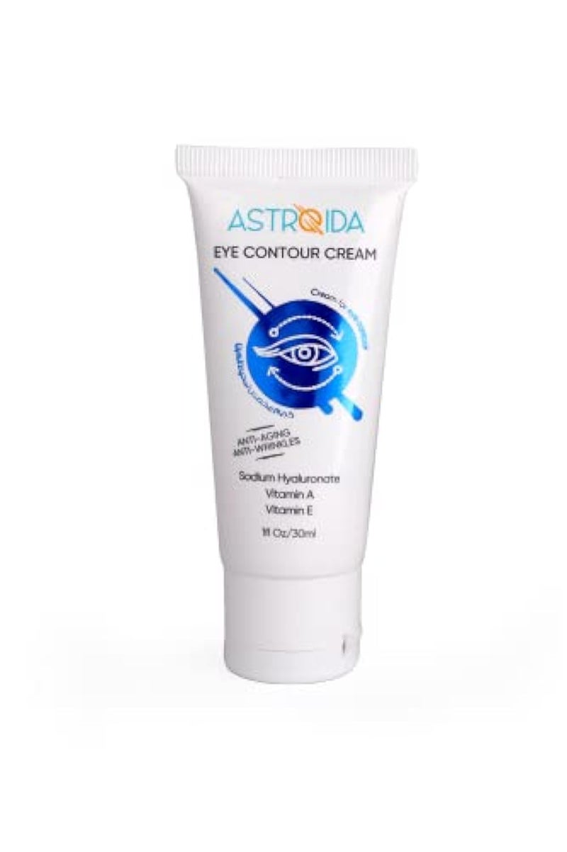 Astroida Eye Contour Cream 30ml 1fl Oz With Hyaluronic acid, Vitamin A,E,C & Caffeine - Anti Aging - Anti Wrinkles, Anti Dark Spots, Sun Protection - Image 1