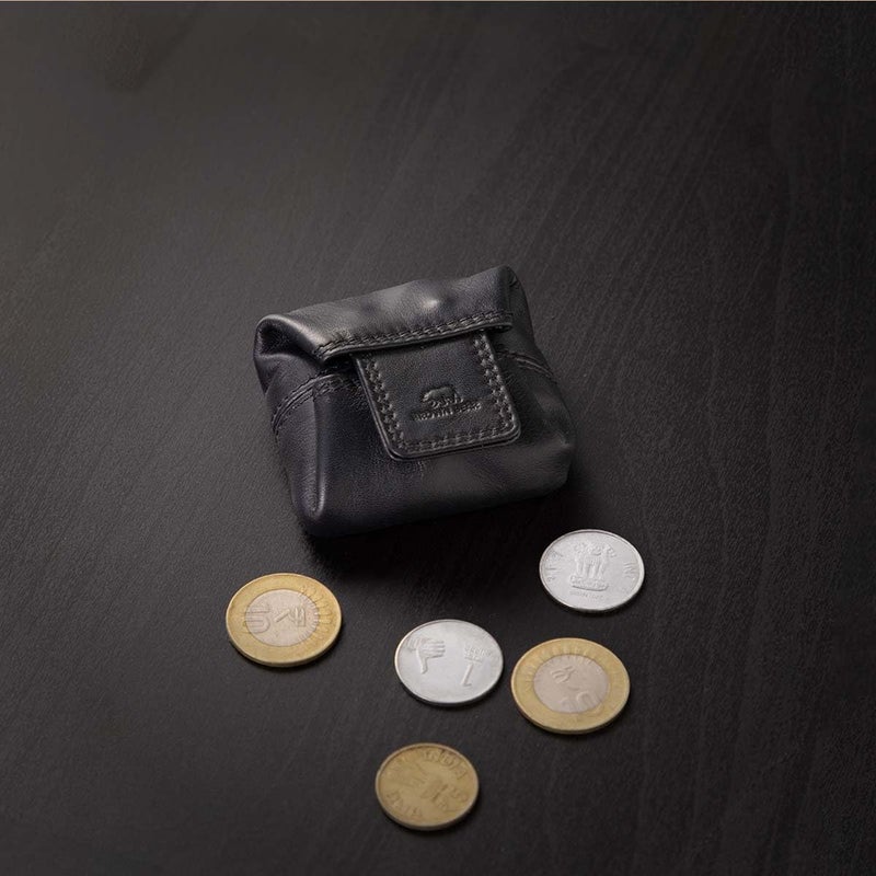 BROWN BEAR Small Envelope Coin Purse with Snap Fastner, Stylish Coin Pouch for Men and Women, Small Coin Purse - Black - Image 3