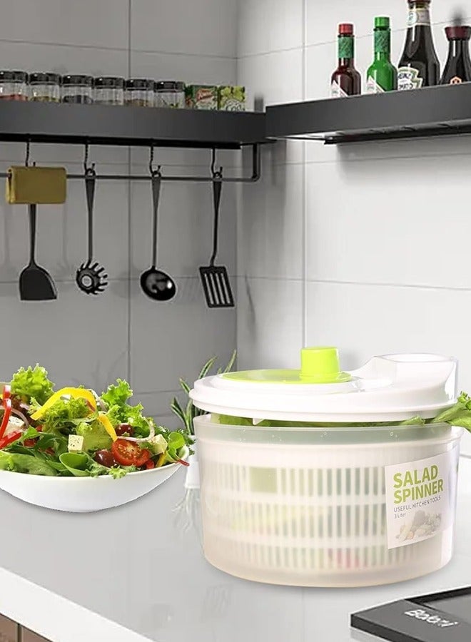 3l Rotating Vegetable Strainer with Bowl, Anti-Vibration Technology, Lockable Strainer Basket and Smart Lock Lid - Lettuce Washer, Drainer and Dryer - Easy to Drain and Store, Fruit Salads  - Image 4