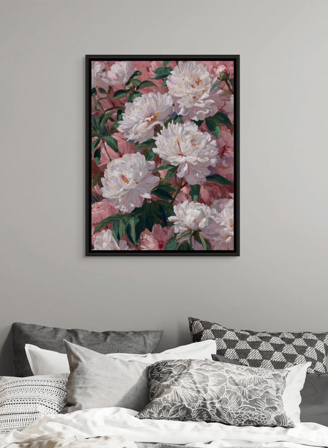 Art Decor Framed Canvas Portrait Print of White Peony Flowers Modern Abstract Floral Botanical Artwork Wall Decor for Living Room Bedroom Office Home Studio - Image 2