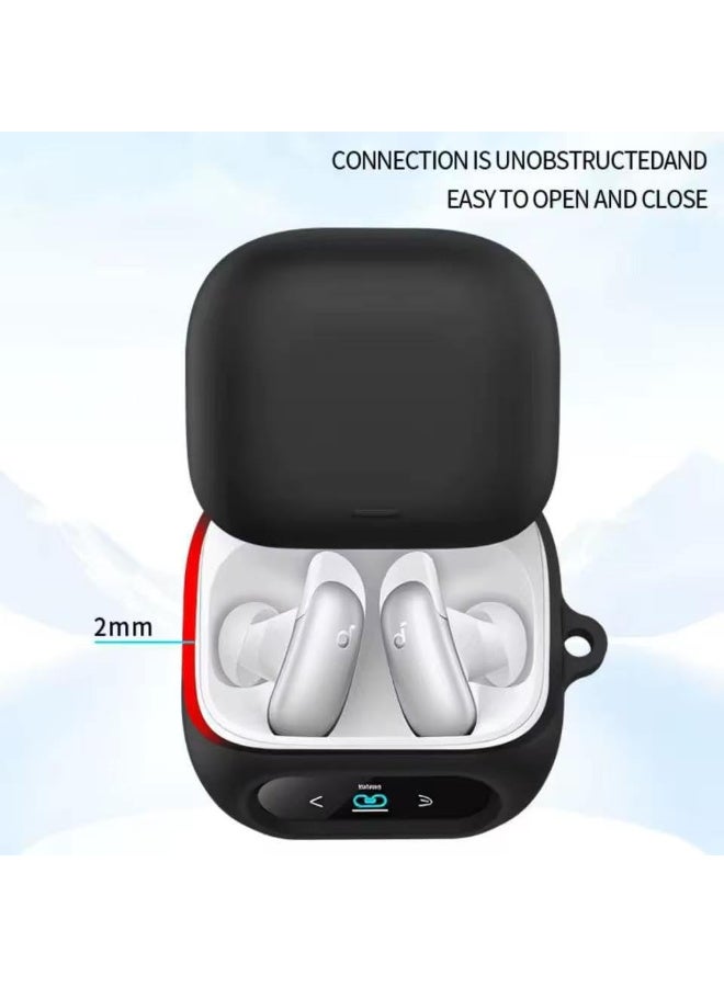 Ecosystem Silicone Case Compatible with Anker Soundcore Liberty 5 Pro (2026) Soft Silicone 360 Protective Case Cover, Shockproof Sleeve with Carabiner، Black - Image 2