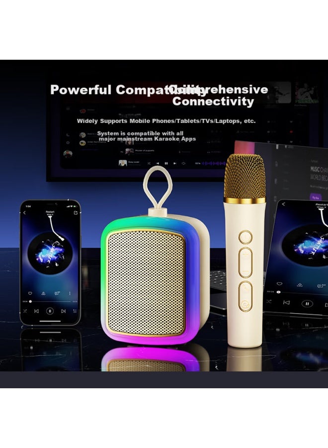 KONKA Kk9 Microphone Speaker All-in With Built-in Sound Card, Home Ktv Sound System Set, Wireless Bluetooth Speaker, Singing Device, All-in Machine For Children's Entertainment, Dual Microphone Version, Gift - Image 2